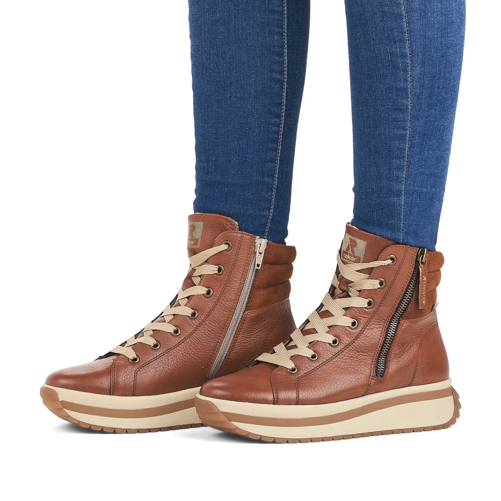 Women'S Sneaker High Wood Brown Ladies Sneakers