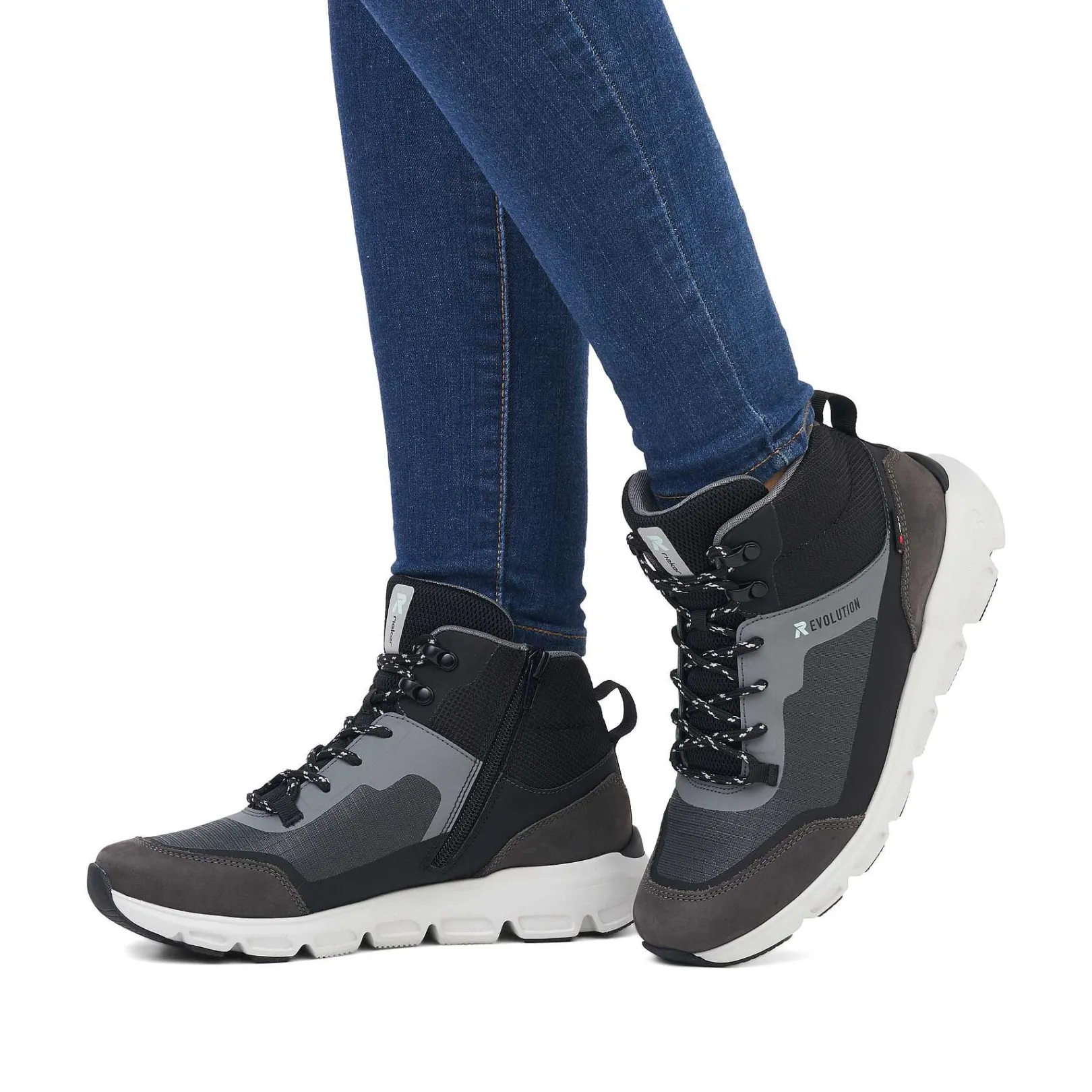 Sale Women'S Sneaker High Stone-Grey Ocean-Blue Ladies Sneakers