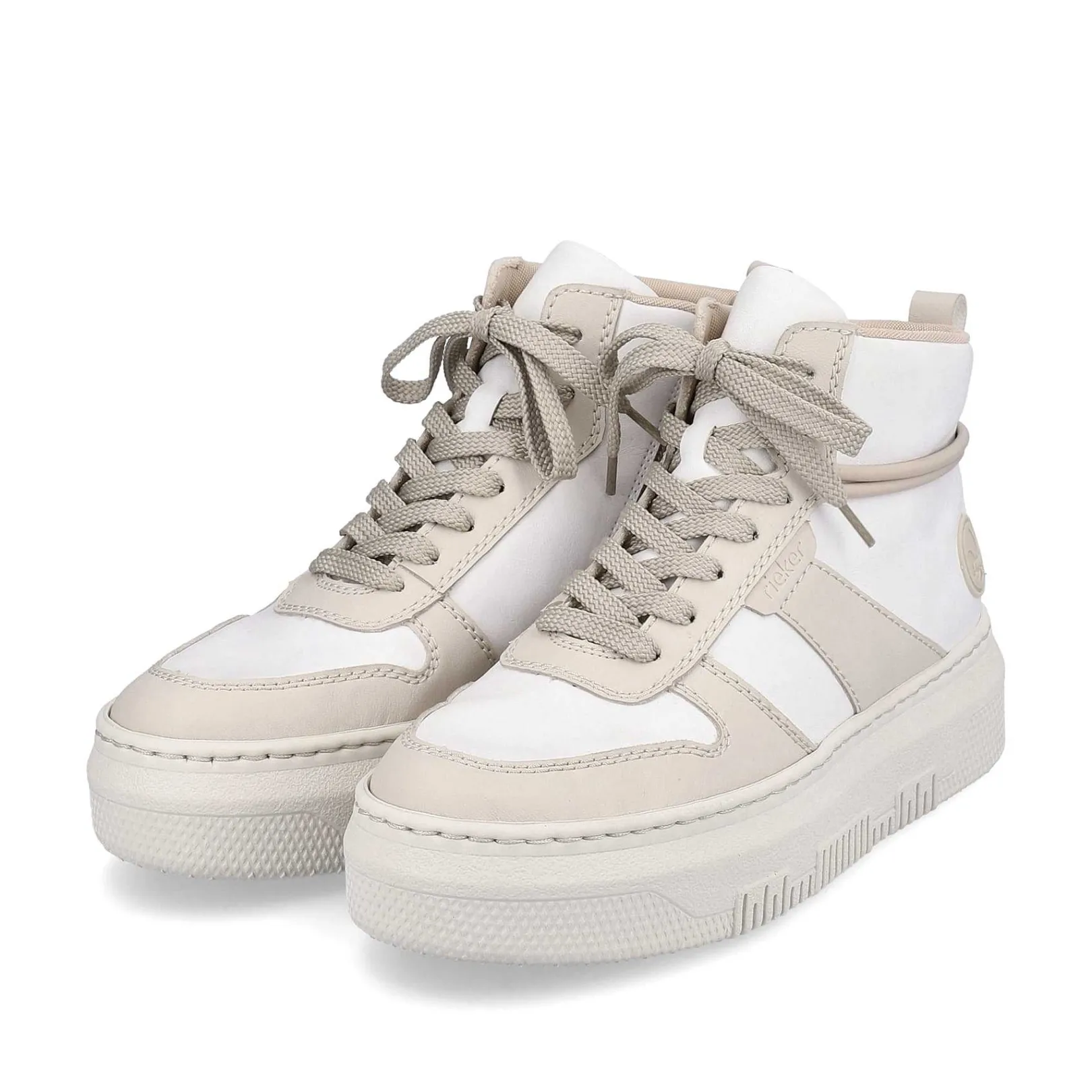 Hot Women'S Sneaker High Swan White Beige Ladies Sneakers