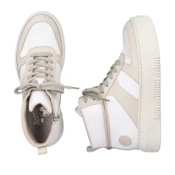Hot Women'S Sneaker High Swan White Beige Ladies Sneakers