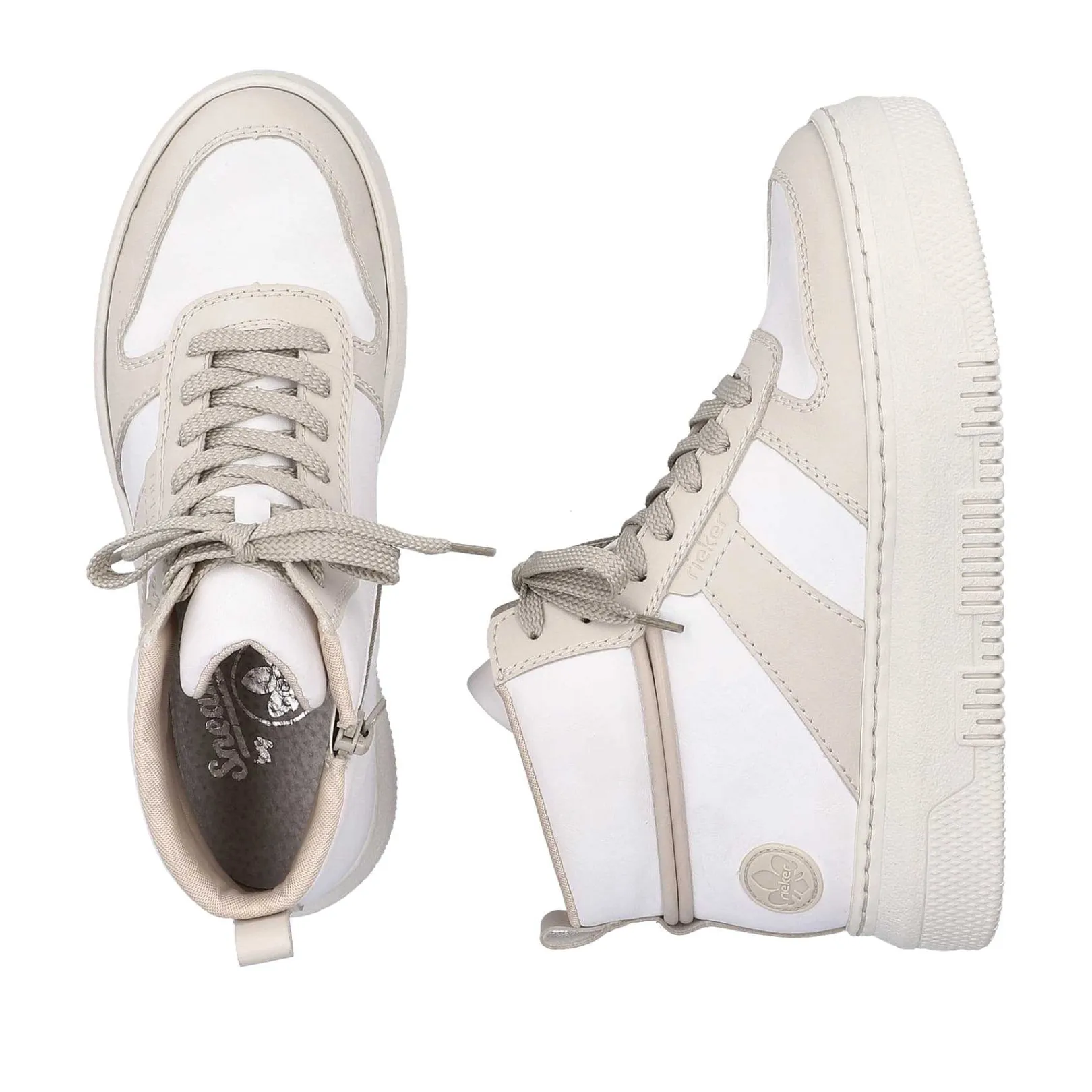 Hot Women'S Sneaker High Swan White Beige Ladies Sneakers