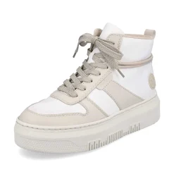 Hot Women'S Sneaker High Swan White Beige Ladies Sneakers