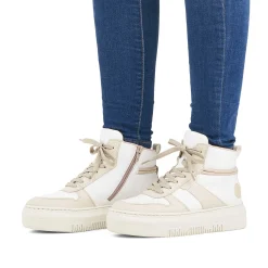 Hot Women'S Sneaker High Swan White Beige Ladies Sneakers