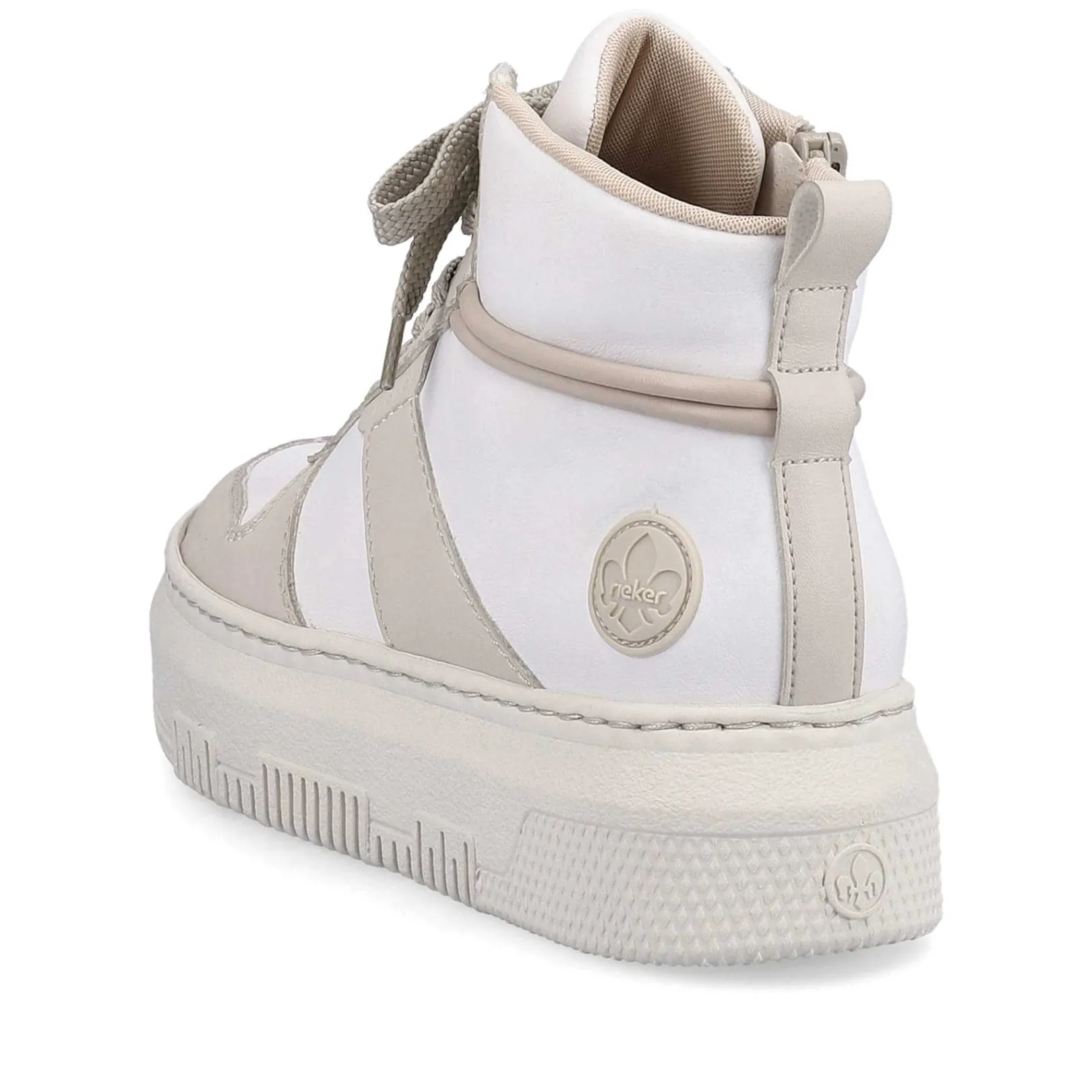 Hot Women'S Sneaker High Swan White Beige Ladies Sneakers