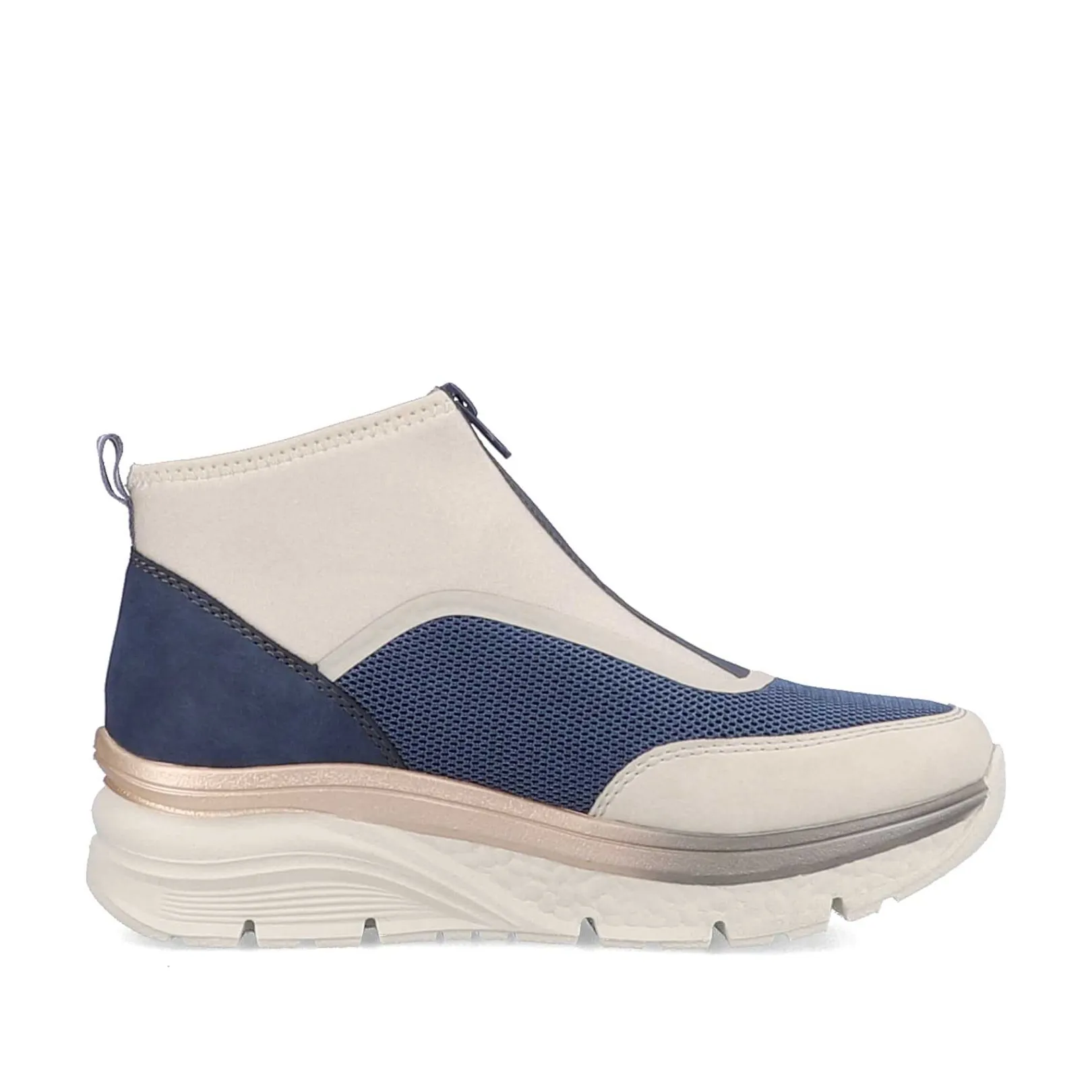 Women'S Sneaker High Light Beige-Denim Blue Ladies Sneakers