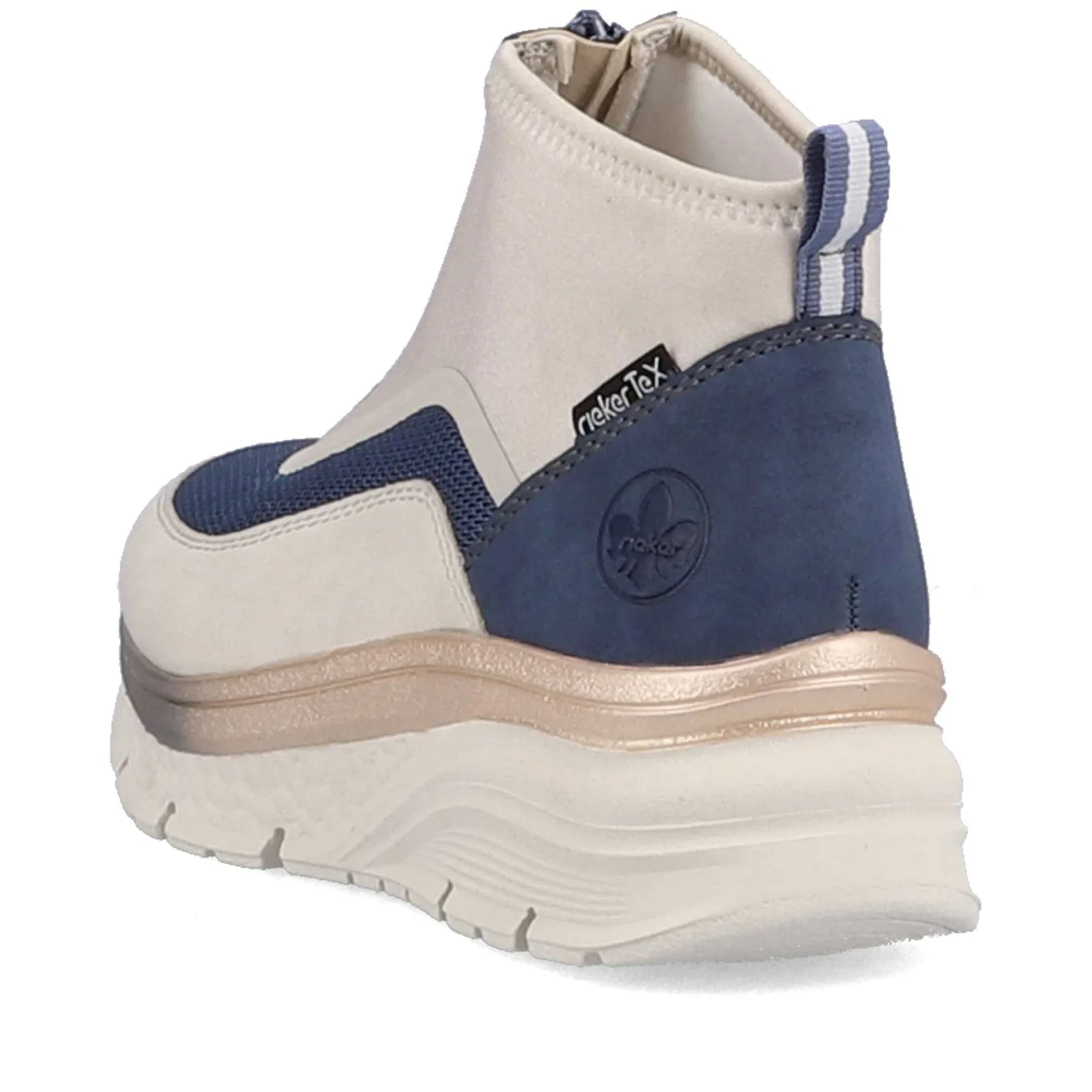 Women'S Sneaker High Light Beige-Denim Blue Ladies Sneakers