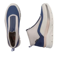 Women'S Sneaker High Light Beige-Denim Blue Ladies Sneakers
