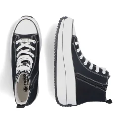 Clearance Women'S Sneaker High Deep Black Ladies Vegan