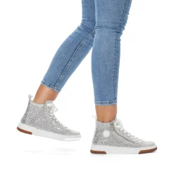 Sale Women'S Sneaker High Silver Grey Ladies Sneakers