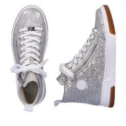 Sale Women'S Sneaker High Silver Grey Ladies Sneakers
