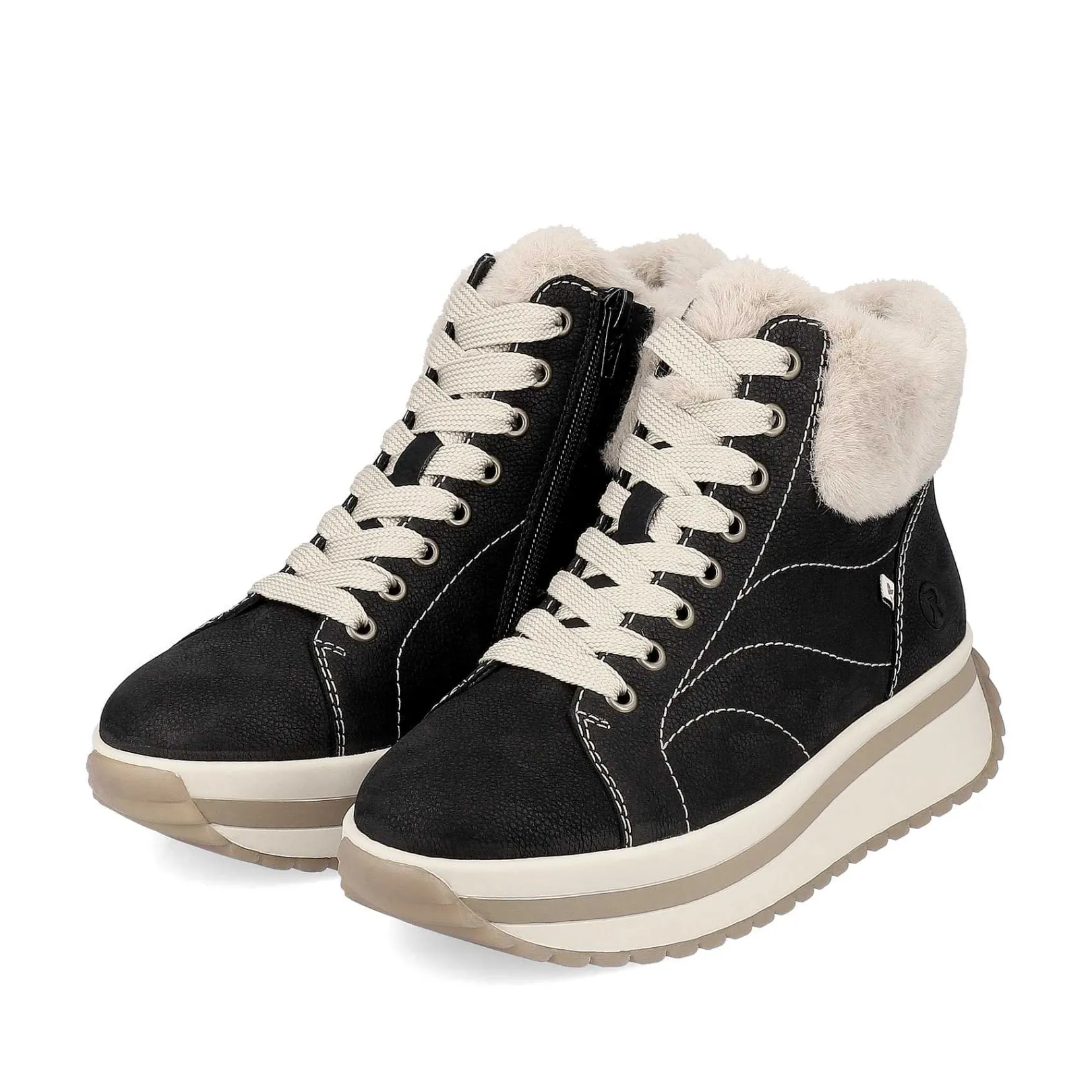 Clearance Women'S Sneaker High Night Black Cream Beige Ladies Sneakers