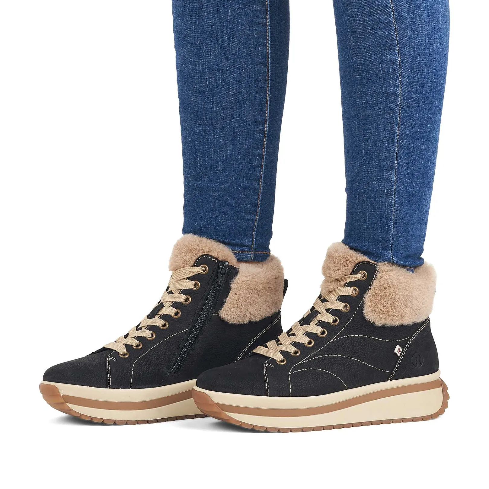 Clearance Women'S Sneaker High Night Black Cream Beige Ladies Sneakers