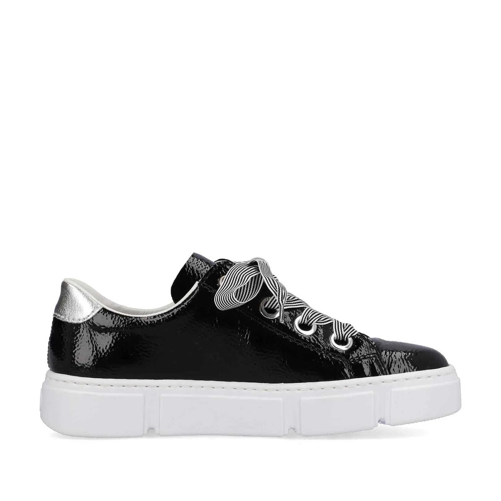 New Women'S Sneaker Low Glossy Black Ladies Sneakers