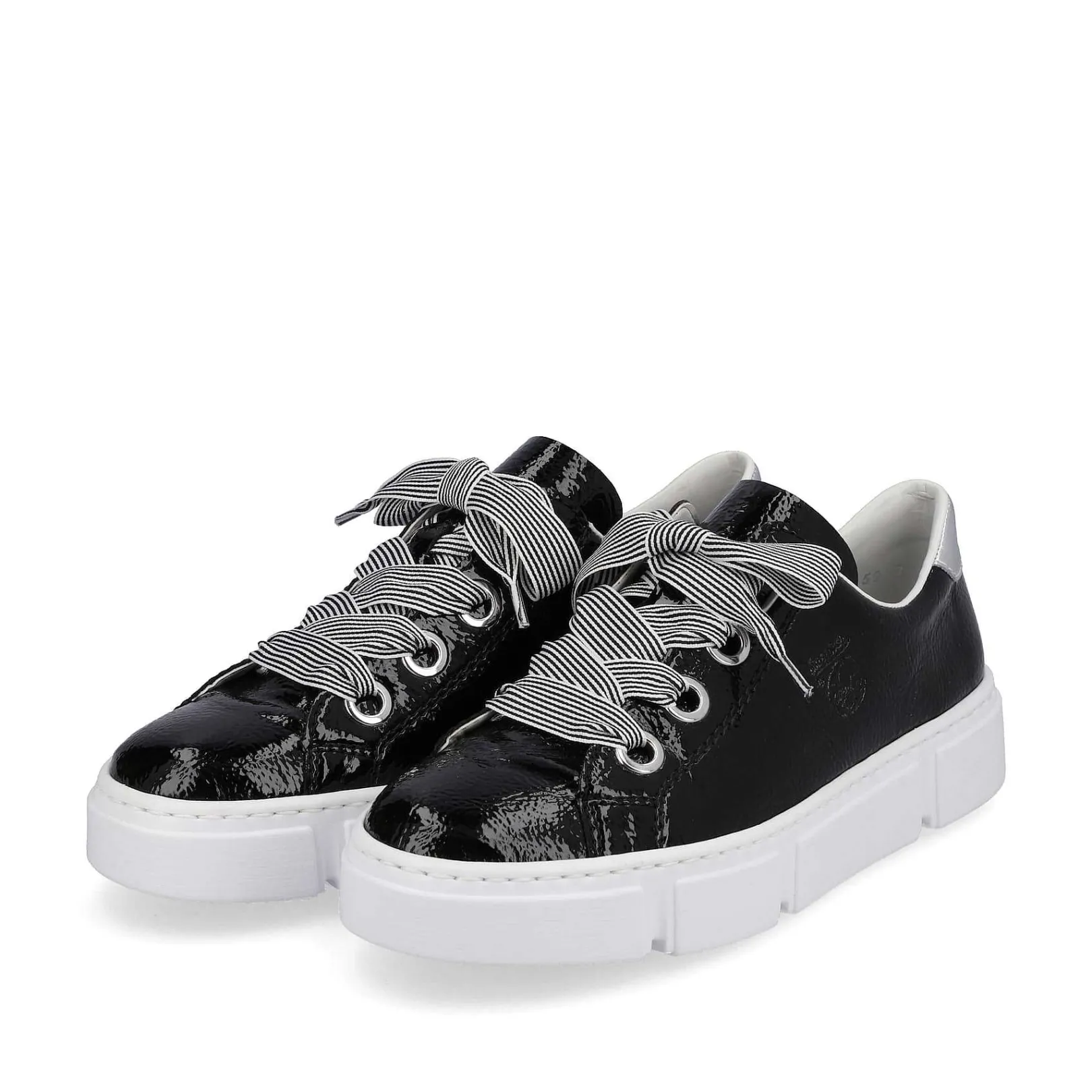 New Women'S Sneaker Low Glossy Black Ladies Sneakers