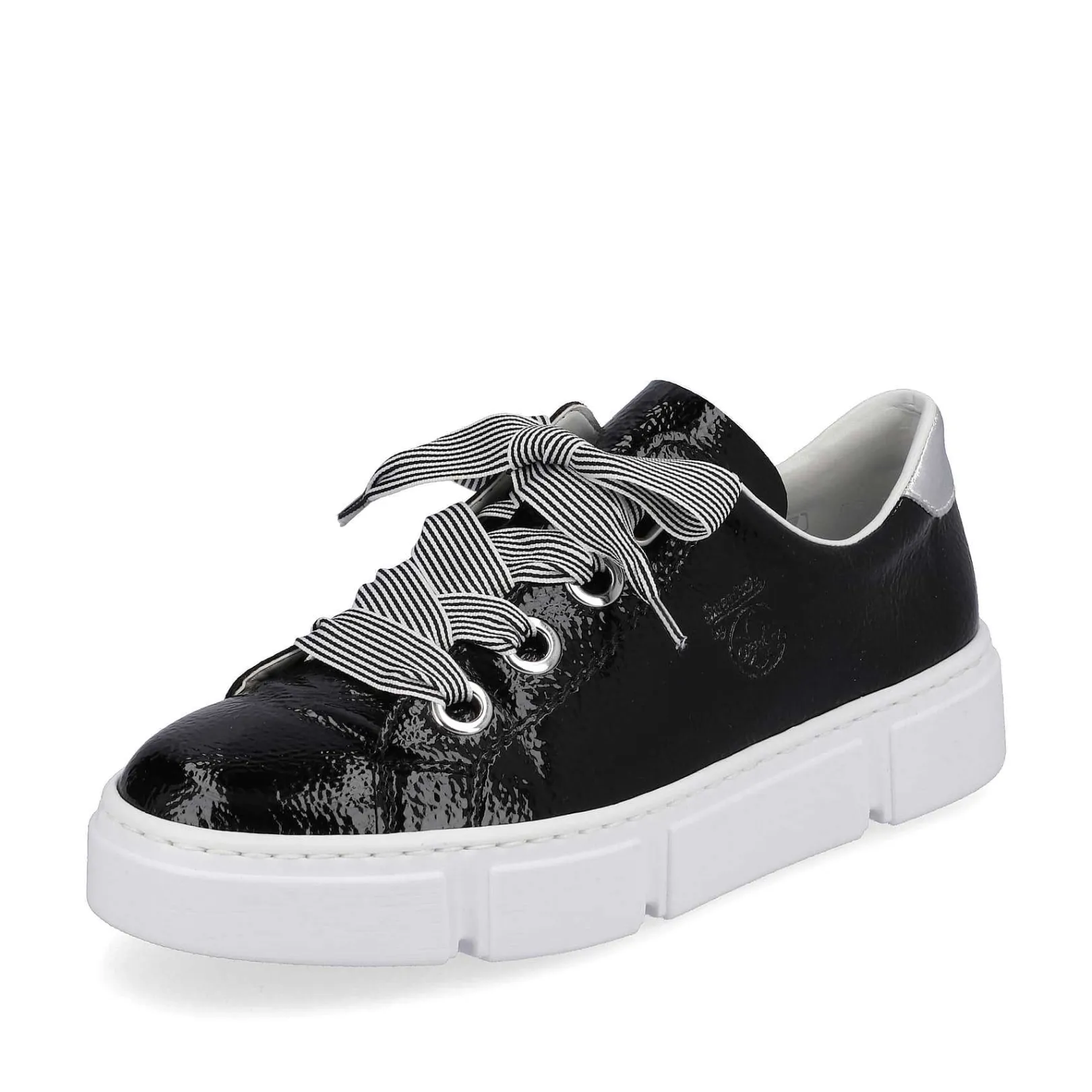 New Women'S Sneaker Low Glossy Black Ladies Sneakers