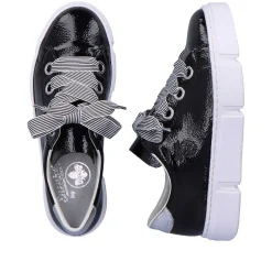 New Women'S Sneaker Low Glossy Black Ladies Sneakers
