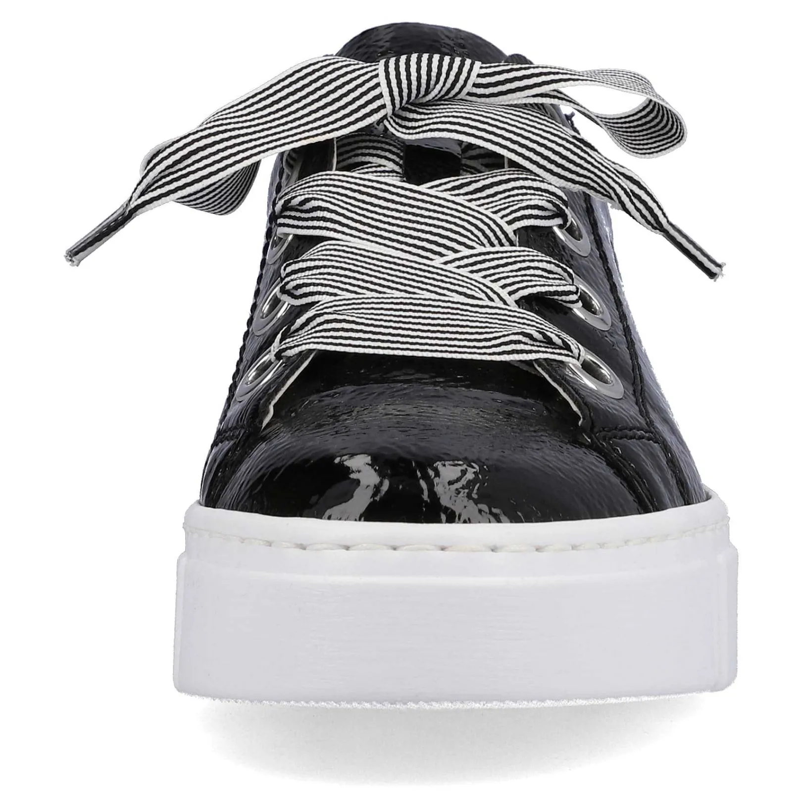New Women'S Sneaker Low Glossy Black Ladies Sneakers