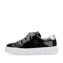 New Women'S Sneaker Low Glossy Black Ladies Sneakers