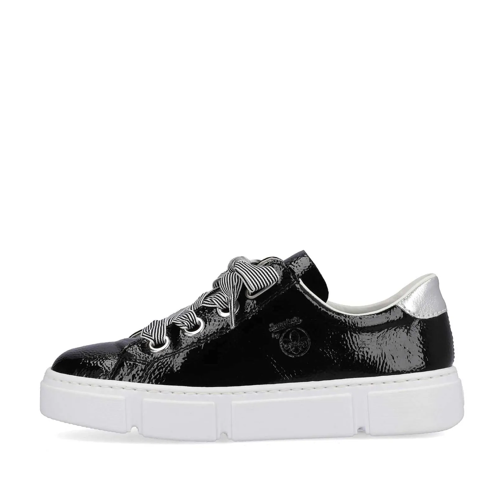 New Women'S Sneaker Low Glossy Black Ladies Sneakers