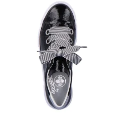 New Women'S Sneaker Low Glossy Black Ladies Sneakers