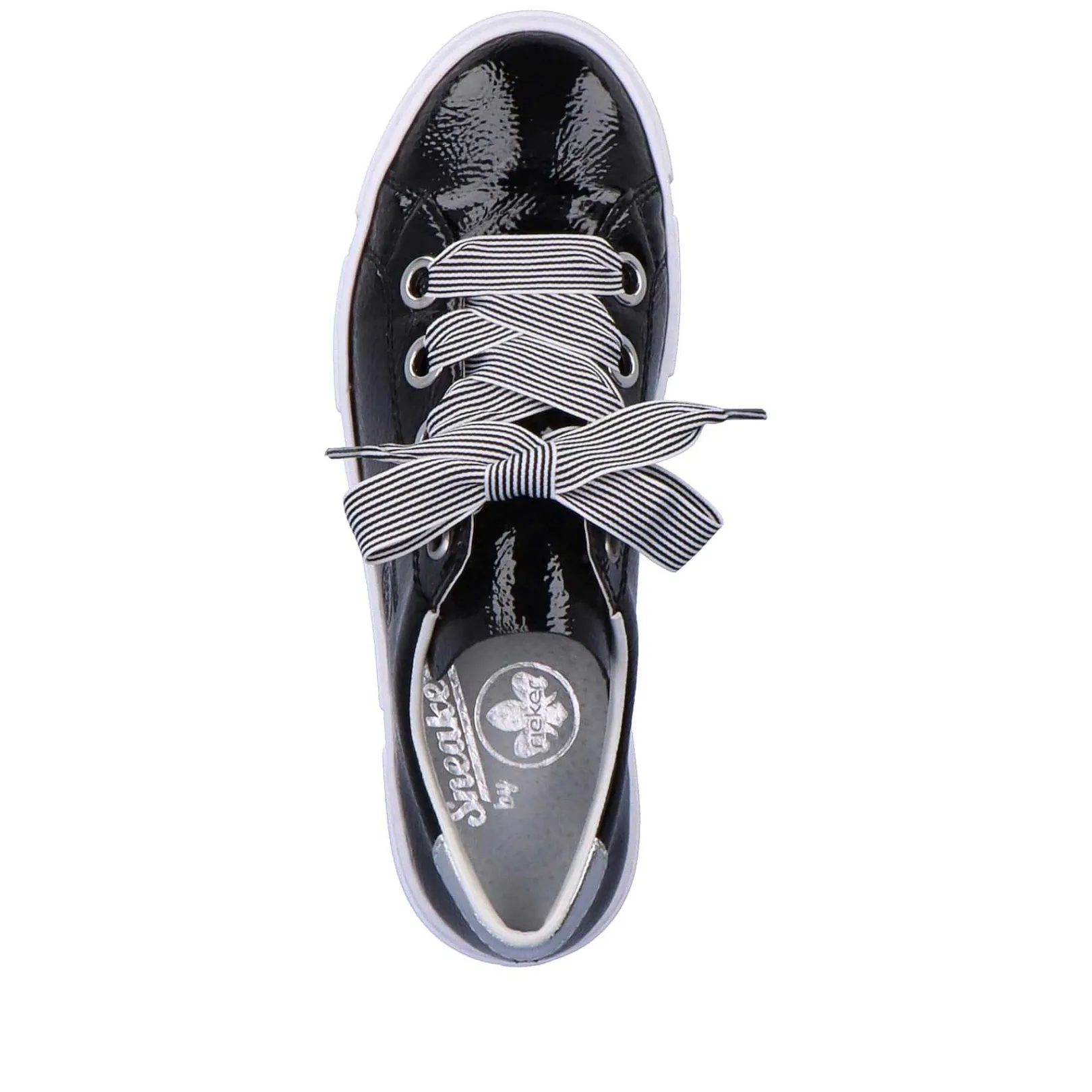 New Women'S Sneaker Low Glossy Black Ladies Sneakers