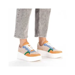Discount Women'S Sneaker Low Multi-Orange-Emerald Green Ladies Vegan