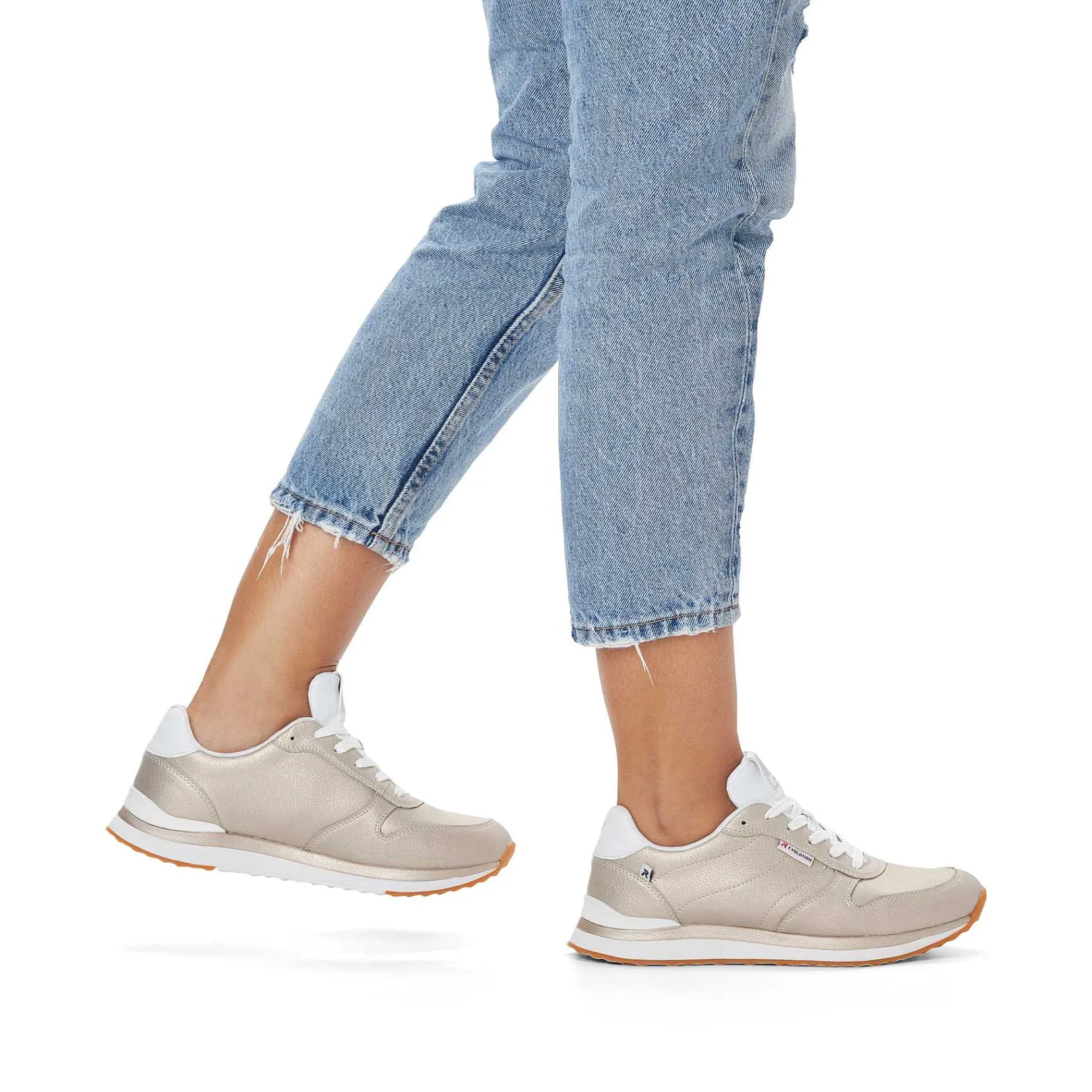 New Women'S Sneaker Low Champagne Metallic Ladies Sneakers