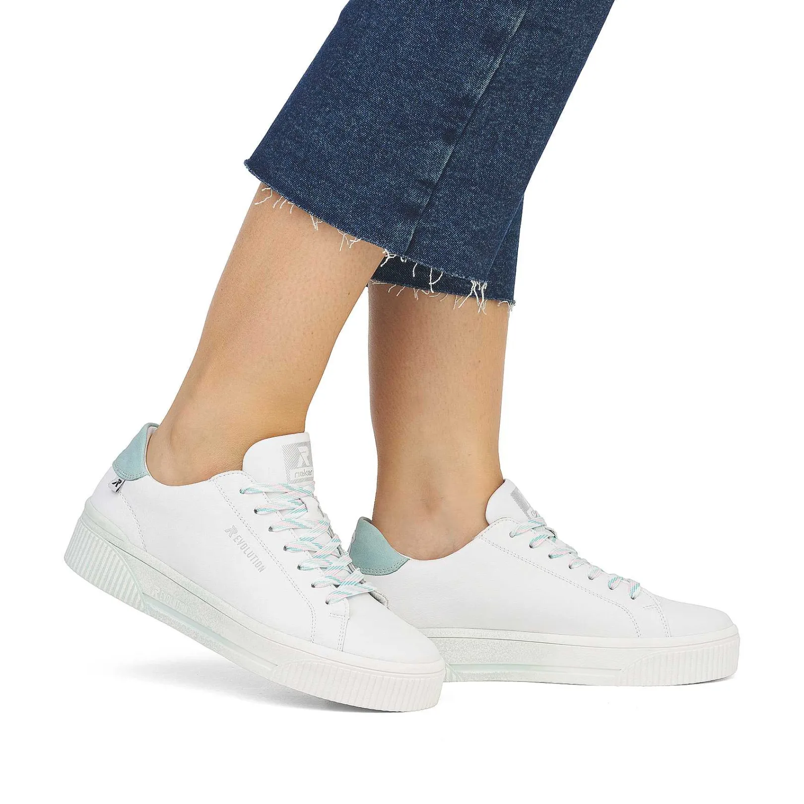 Clearance Women'S Sneaker Low Crystal-White Light-Aqua Ladies Sneakers