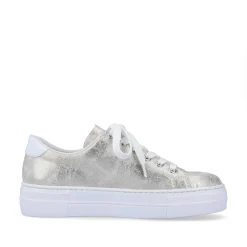 Sale Women'S Sneaker Low Silver Metallic Ladies Sneakers