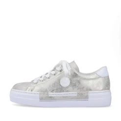Sale Women'S Sneaker Low Silver Metallic Ladies Sneakers
