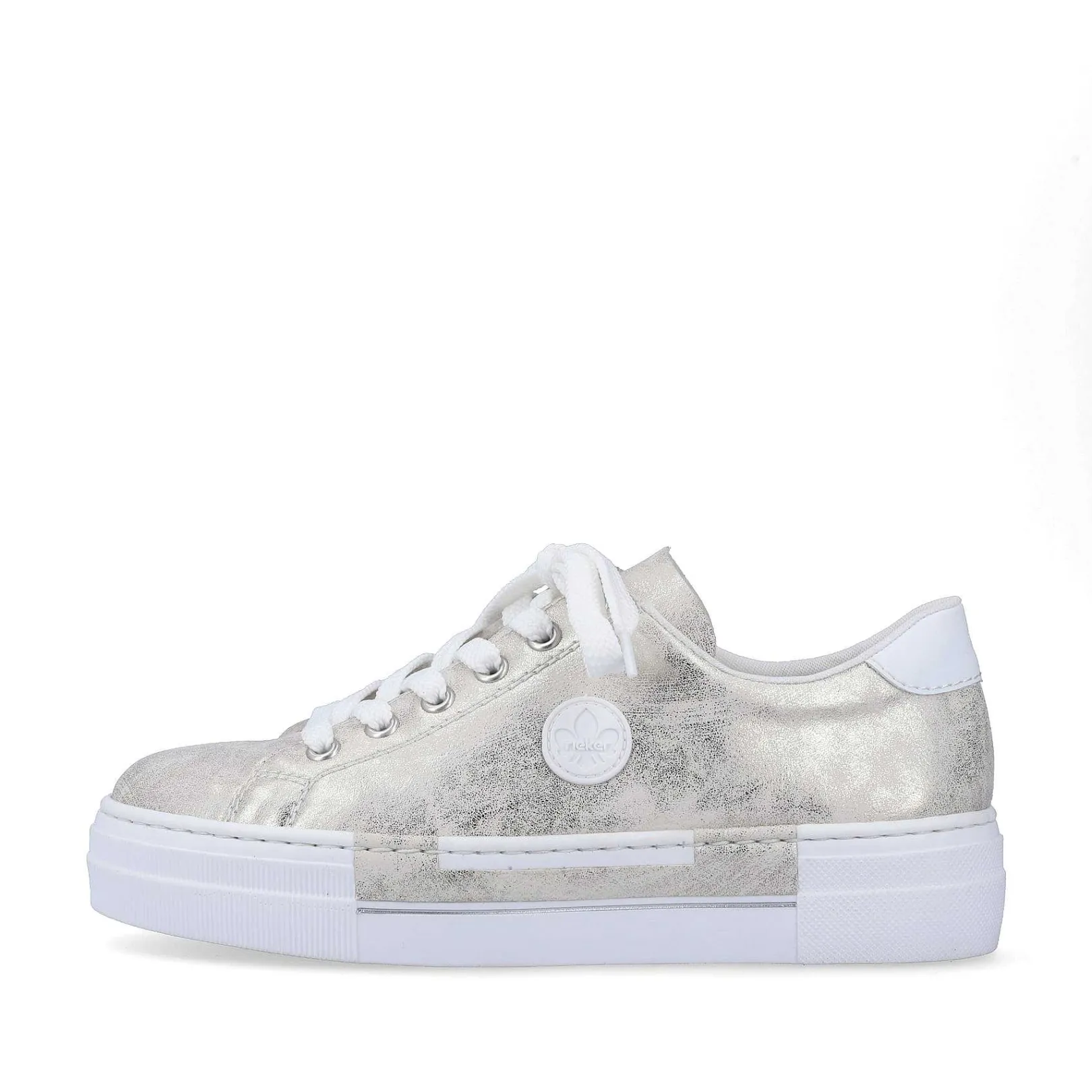 Sale Women'S Sneaker Low Silver Metallic Ladies Sneakers