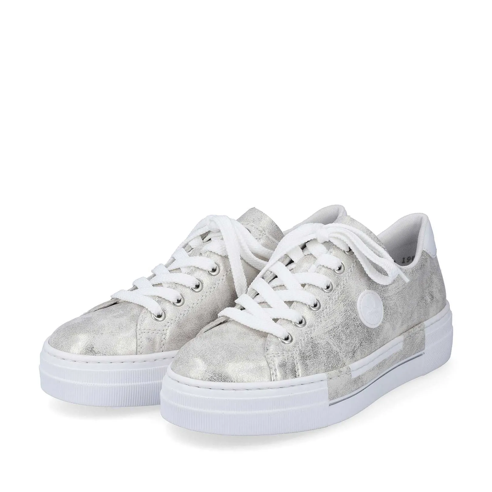 Sale Women'S Sneaker Low Silver Metallic Ladies Sneakers