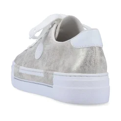 Sale Women'S Sneaker Low Silver Metallic Ladies Sneakers