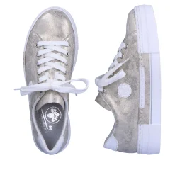 Sale Women'S Sneaker Low Silver Metallic Ladies Sneakers