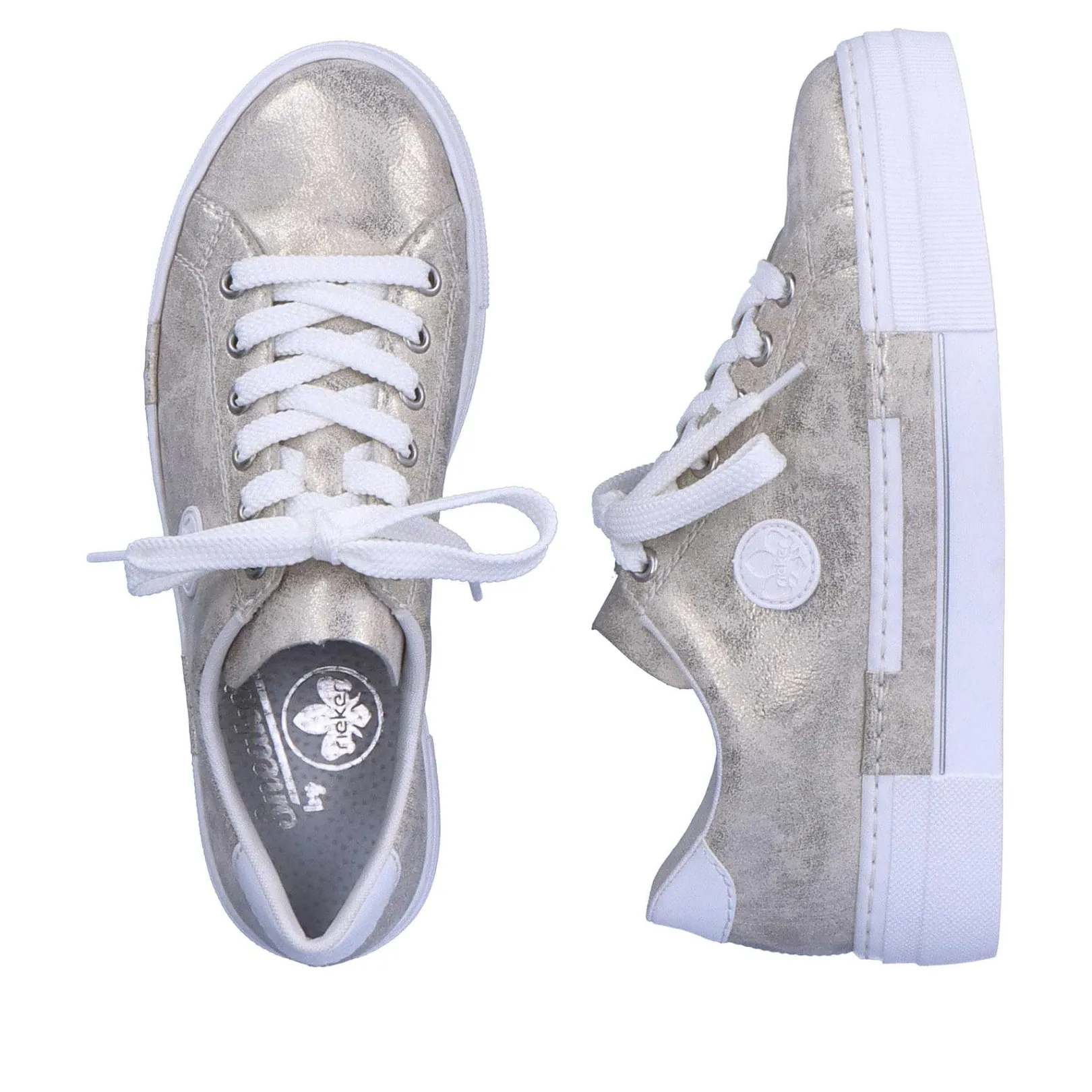 Sale Women'S Sneaker Low Silver Metallic Ladies Sneakers