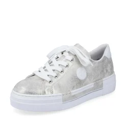 Sale Women'S Sneaker Low Silver Metallic Ladies Sneakers