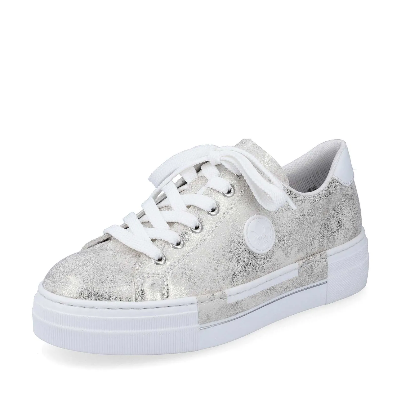 Sale Women'S Sneaker Low Silver Metallic Ladies Sneakers