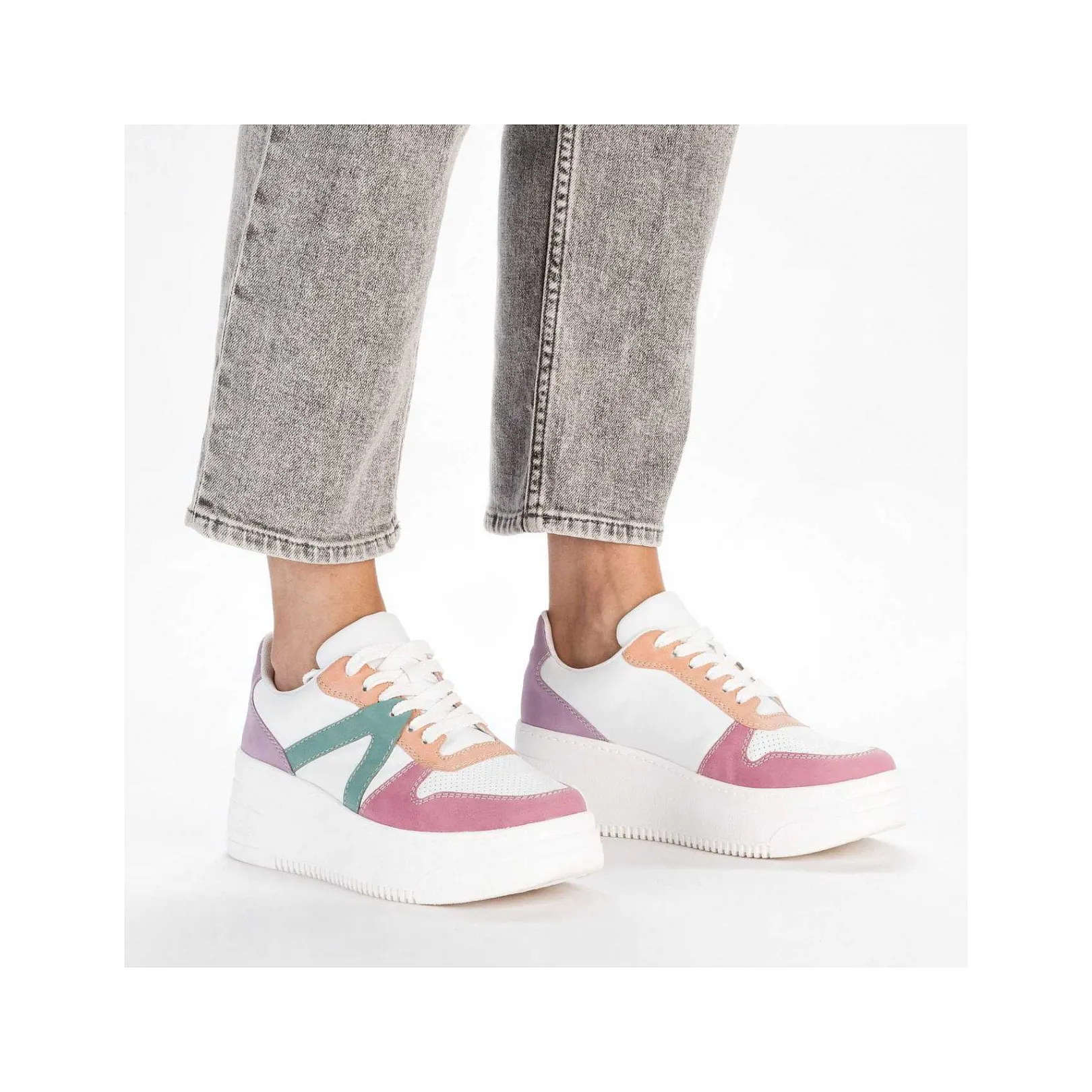 New Women'S Sneaker Low Ice White-Multicolored Ladies Colorful Styles