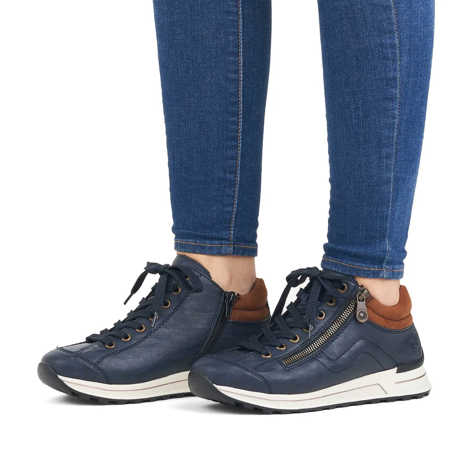 Outlet Women'S Sneaker Low Navy Blue-Brown Ladies Sneakers