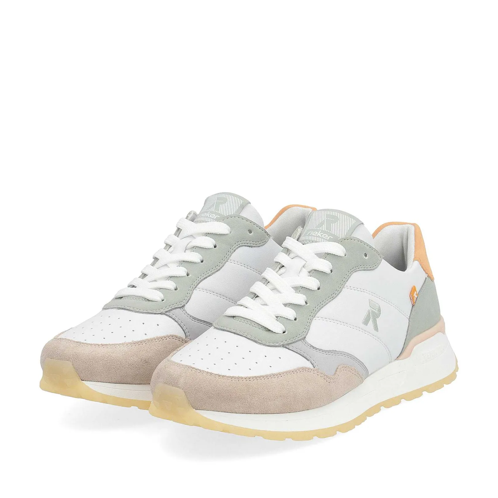 Clearance Women'S Sneaker Low Pearl-White Grey-Green Ladies Sneakers