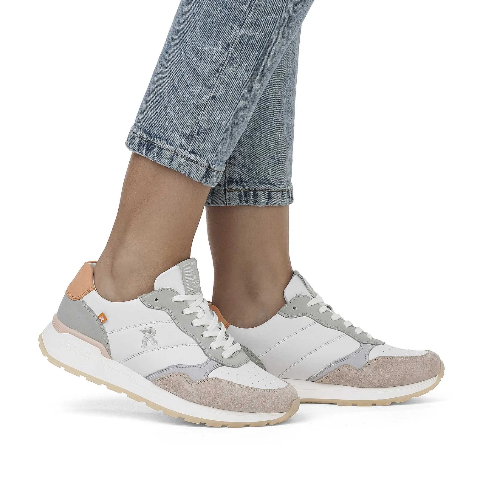 Clearance Women'S Sneaker Low Pearl-White Grey-Green Ladies Sneakers