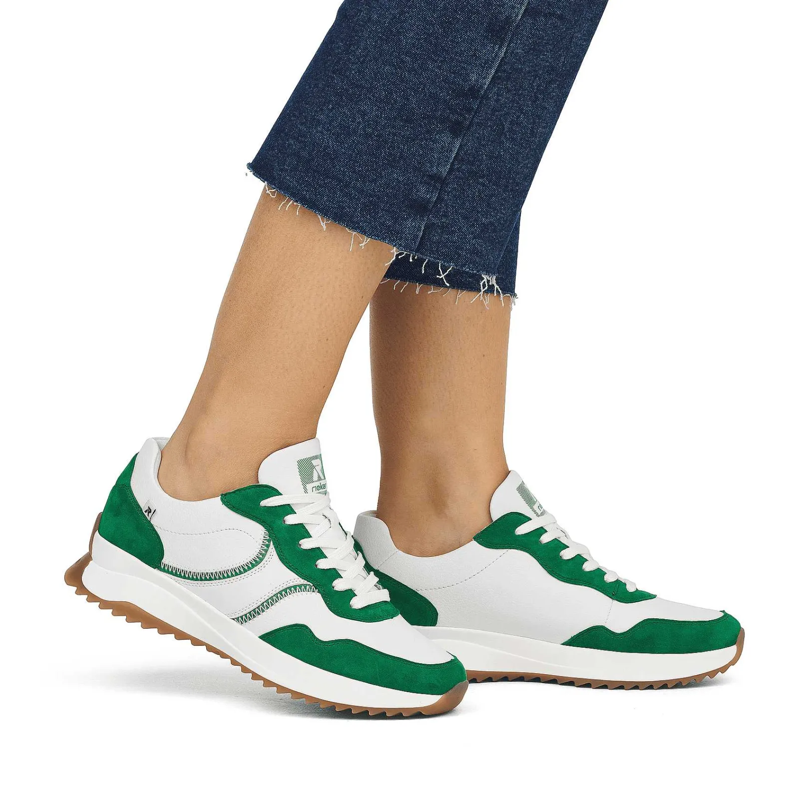 Best Women'S Sneaker Low Clear-White Emerald-Green Ladies Colorful Styles