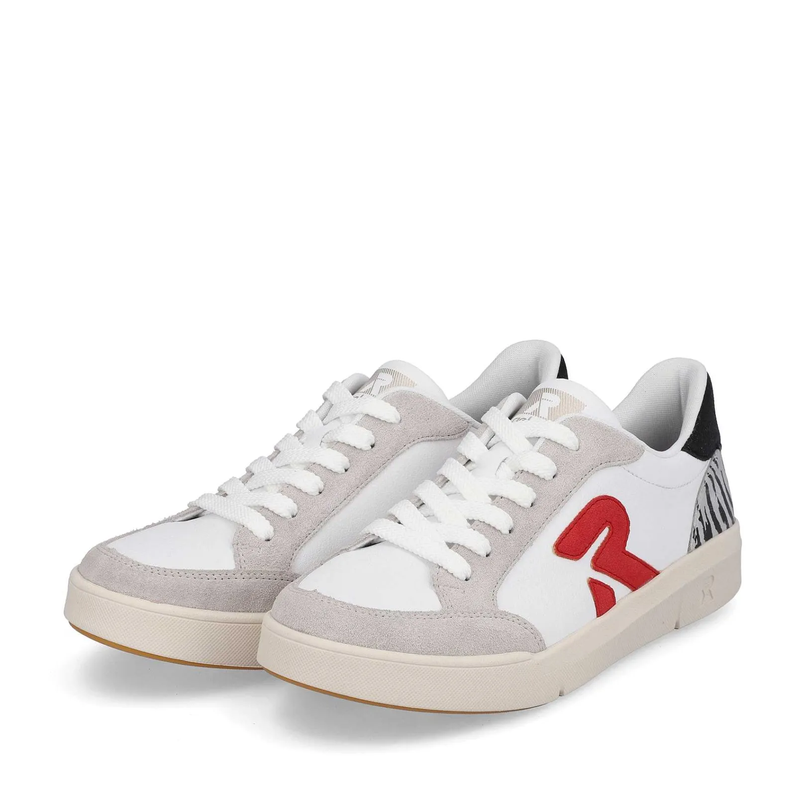 Discount Women'S Sneaker Low Swan-White Arctic-Grey Zebra Ladies Sneakers