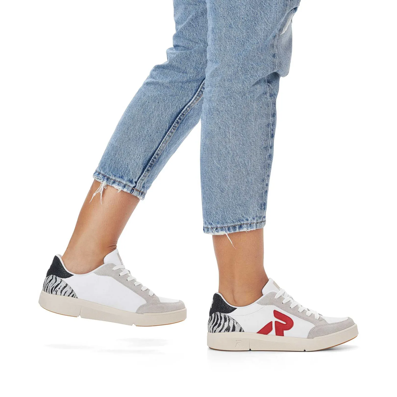 Discount Women'S Sneaker Low Swan-White Arctic-Grey Zebra Ladies Sneakers