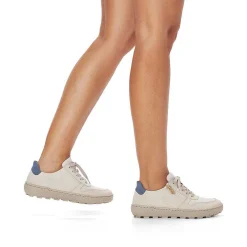 Women'S Sneaker Low Cream Beige-Royal Blue Ladies Sneakers
