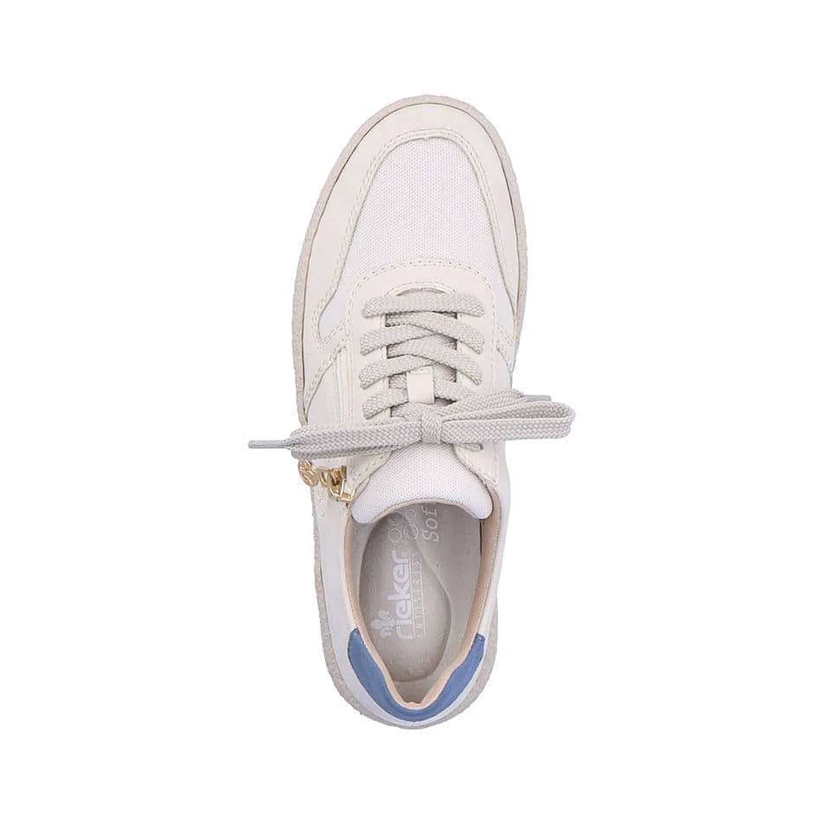 Women'S Sneaker Low Cream Beige-Royal Blue Ladies Sneakers