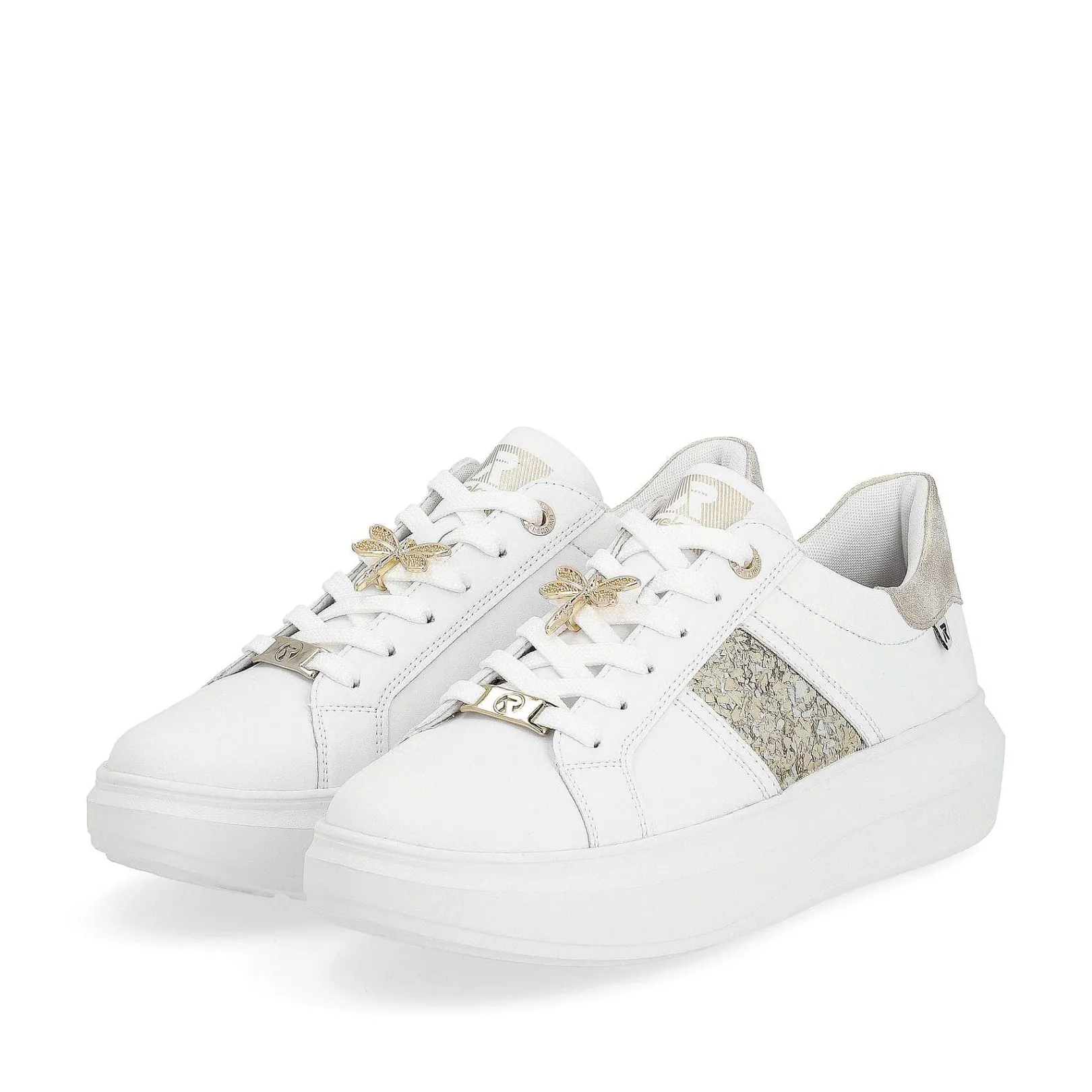 New Women'S Sneaker Low Swan-White Gold Ladies Sneakers