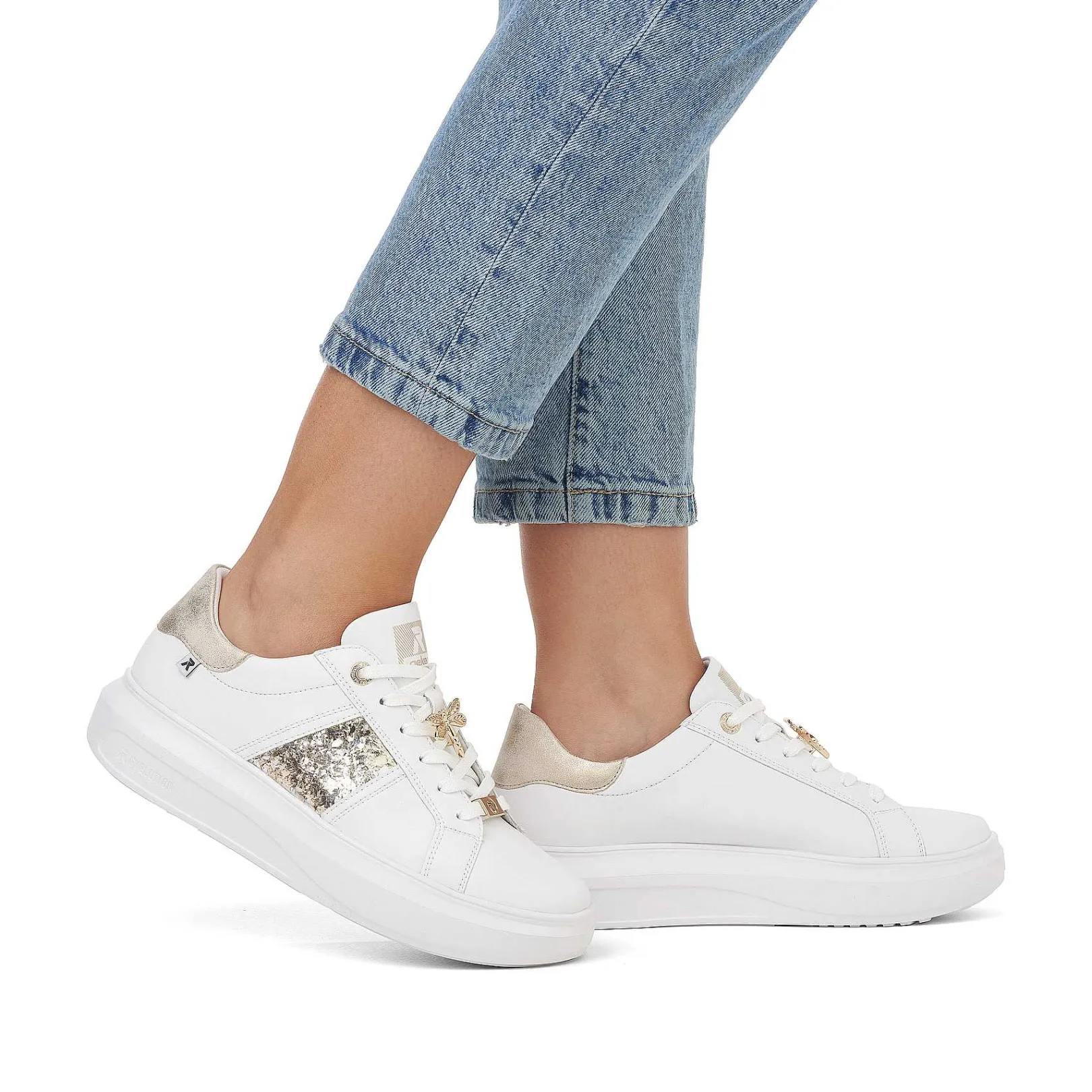 New Women'S Sneaker Low Swan-White Gold Ladies Sneakers