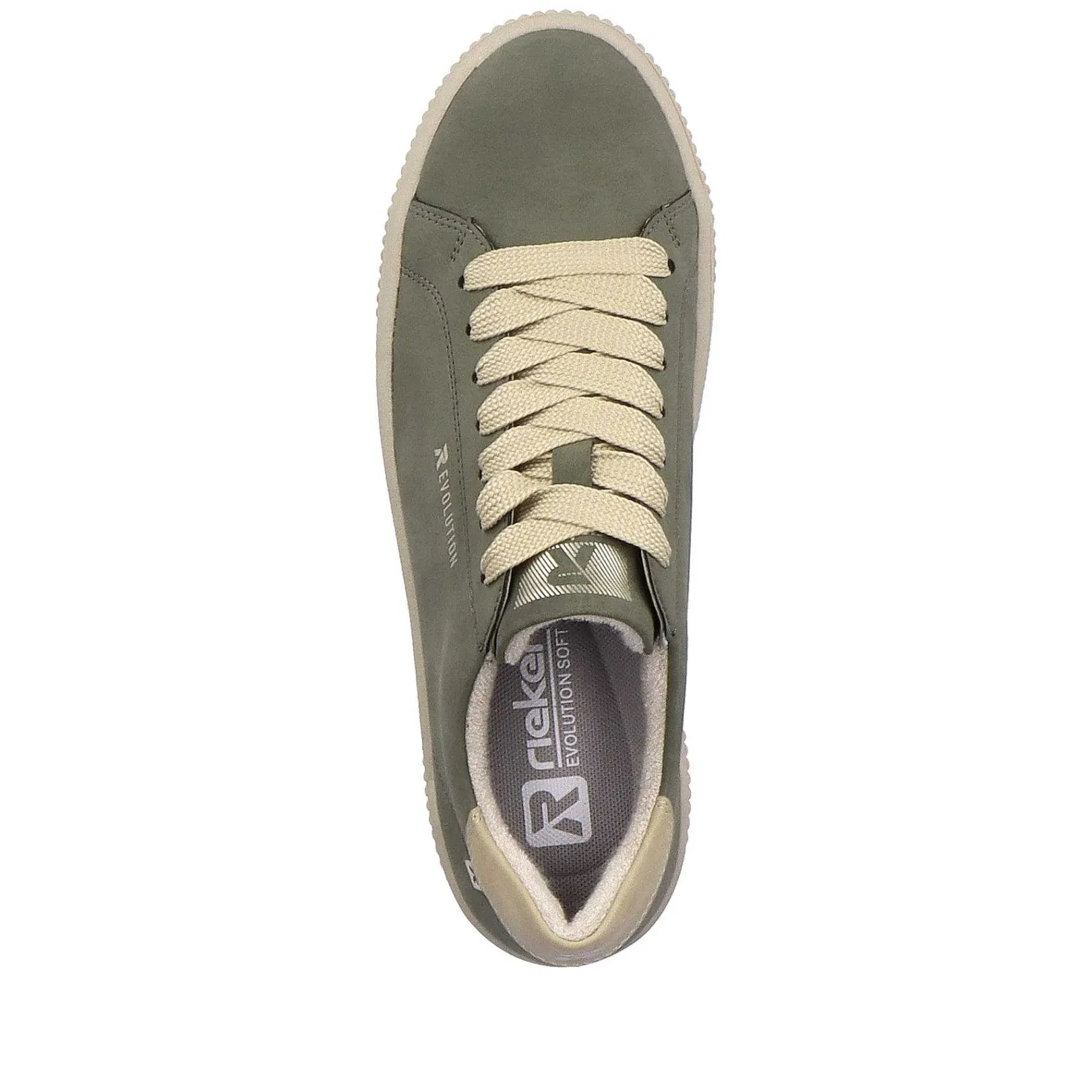 Outlet Women'S Sneaker Low Khaki-Green Cream-Beige Ladies Sneakers