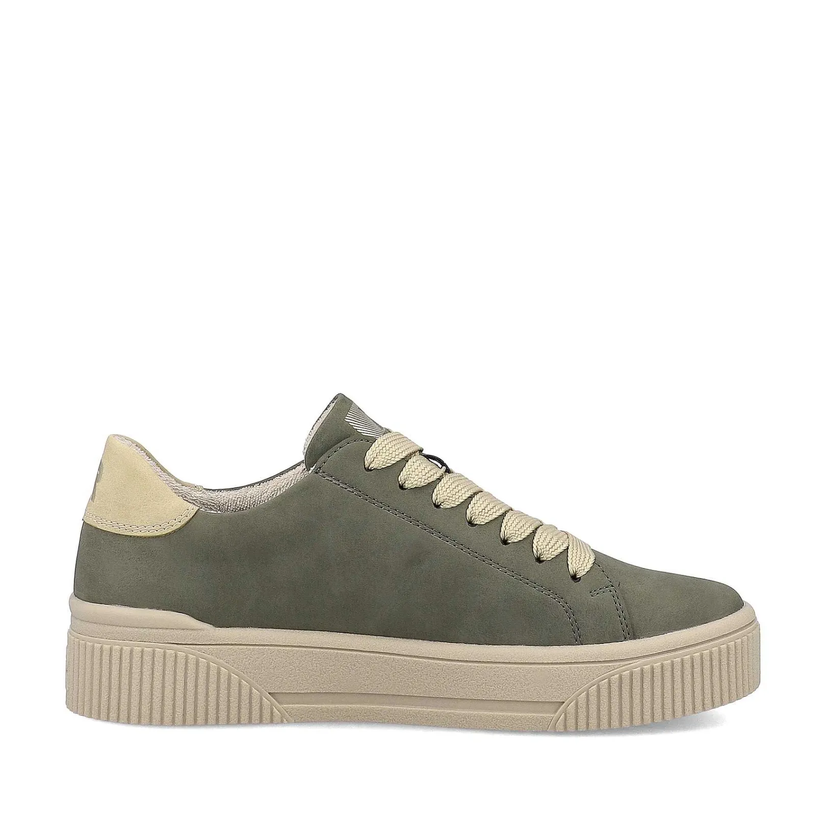 Outlet Women'S Sneaker Low Khaki-Green Cream-Beige Ladies Sneakers